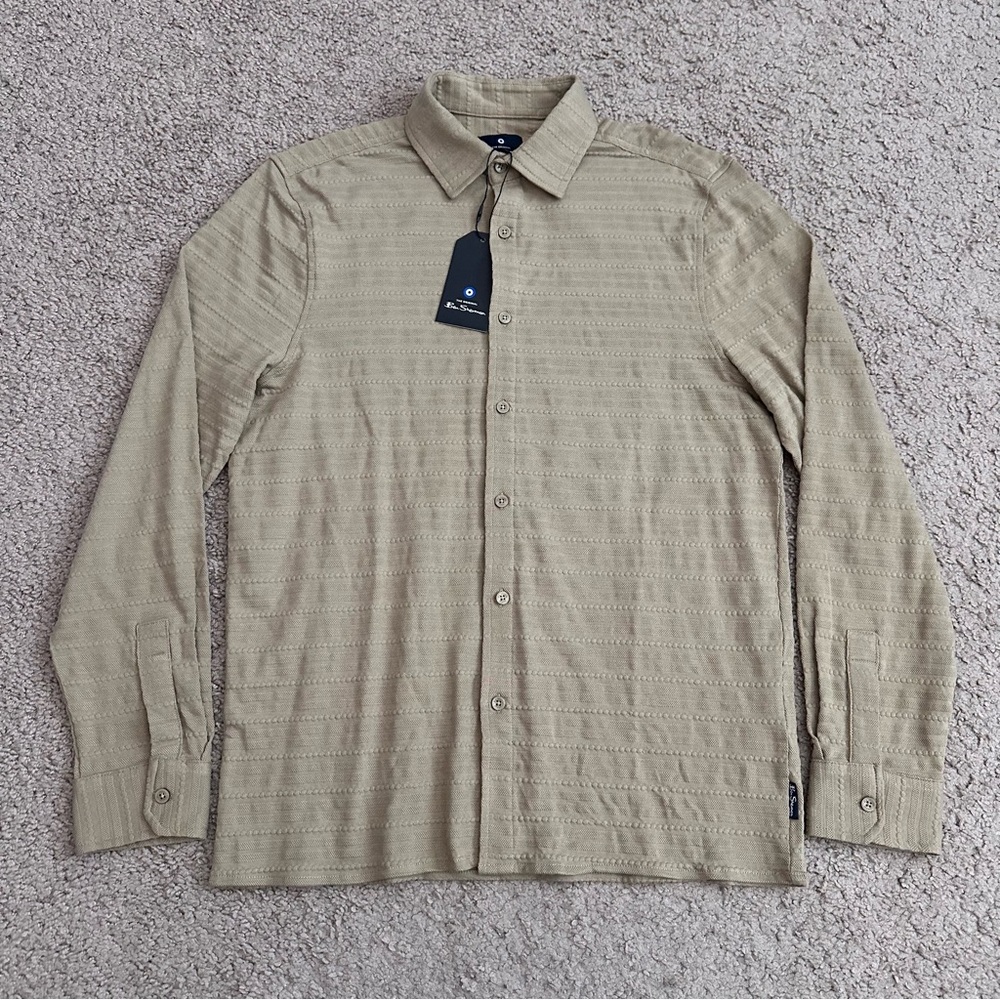 Ben Sherman Textured Long Sleeve Button Up Shirt Men S Timberwolf